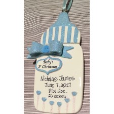Baby's First Christmas - Baby Bottle Ornament - Blue